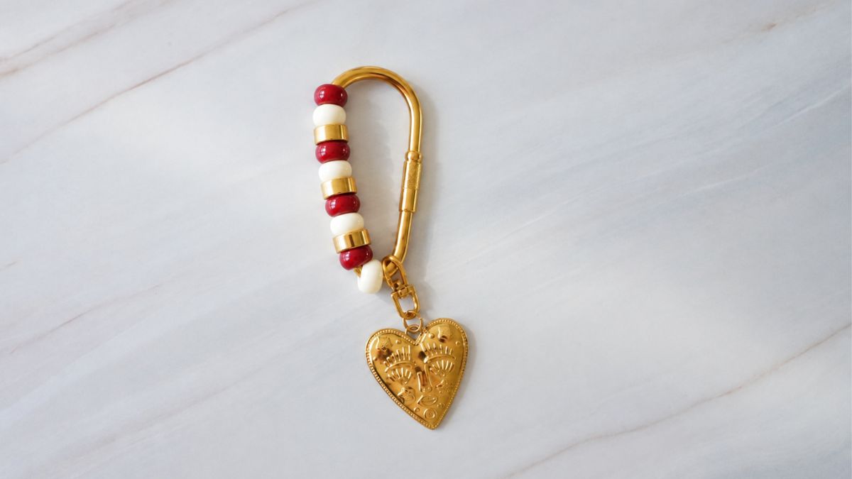 Key chain made of resin beads and stainless steel charms : Step 2 Key chain made of resin beads and stainless steel charms : Step 2