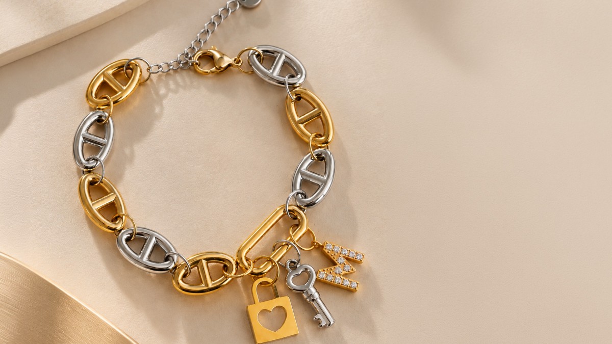 Schema Bracelet with gold and silver nautical-style links Schema Bracelet with gold and silver nautical-style links