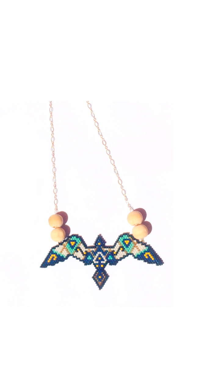 Schema Birds necklace in weaving brick stitch style Native American Schema Birds necklace in weaving brick stitch style Native American