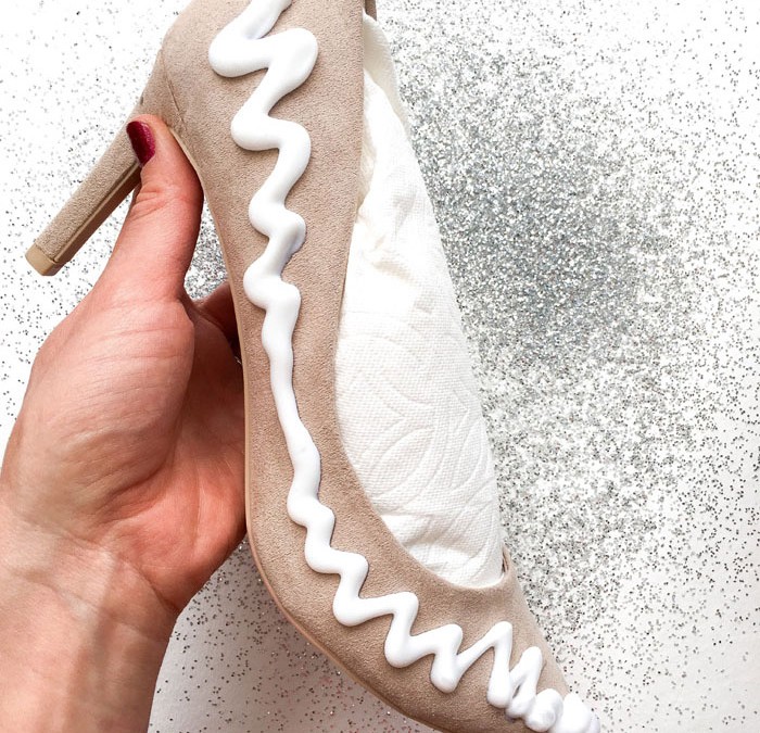 DIY Customize heels with silver sequins : Step 1 DIY Customize heels with silver sequins : Step 1