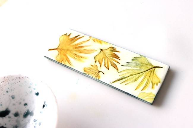 Brusho bookmark on Fimo : Step 8