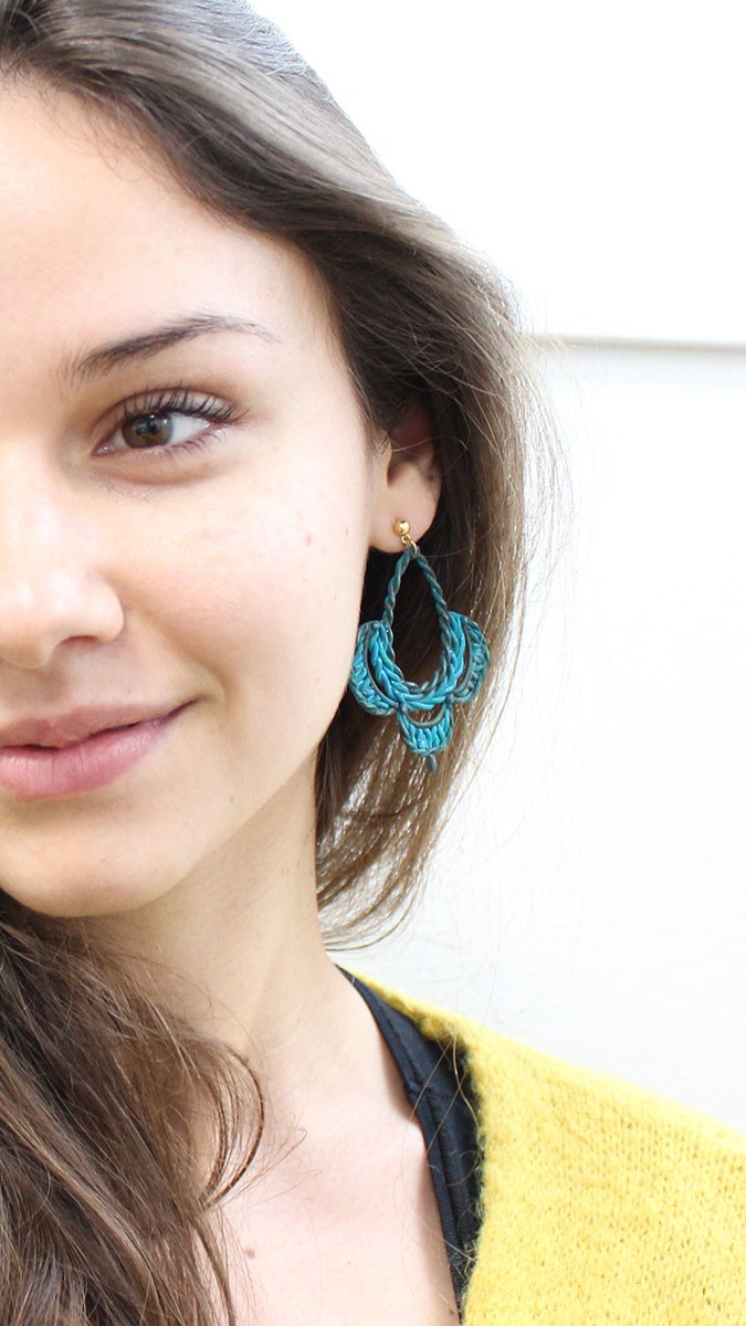 Schema  Earrings in Fimo imitation crocheted wool