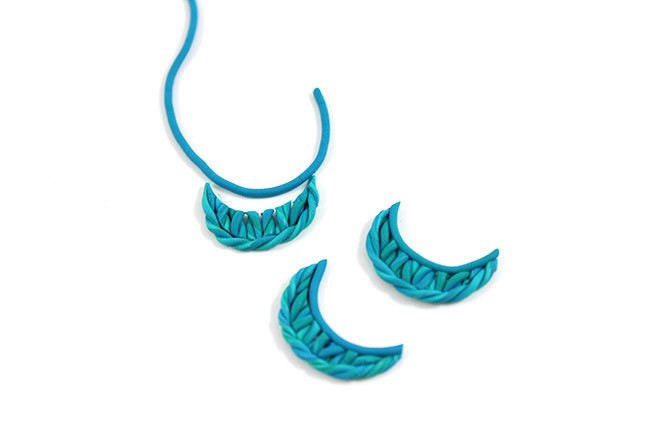 Earrings in Fimo imitation crocheted wool : Step 11