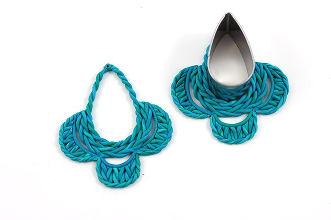 Earrings in Fimo imitation crocheted wool : Step 12