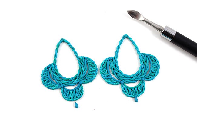 Earrings in Fimo imitation crocheted wool : Step 13