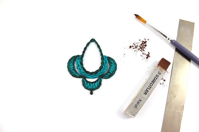 Earrings in Fimo imitation crocheted wool : Step 14