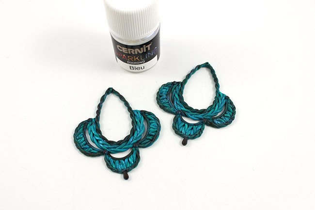 Earrings in Fimo imitation crocheted wool : Step 15