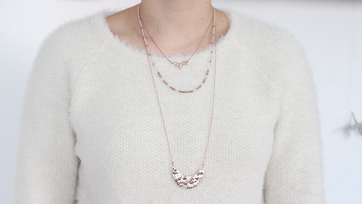 Schema  Stacking Amazonite rose gold necklace and hematite