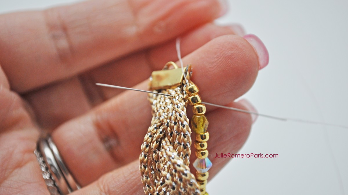 Headband Toho seed beads and PureCrystal crystals chain : Step 9