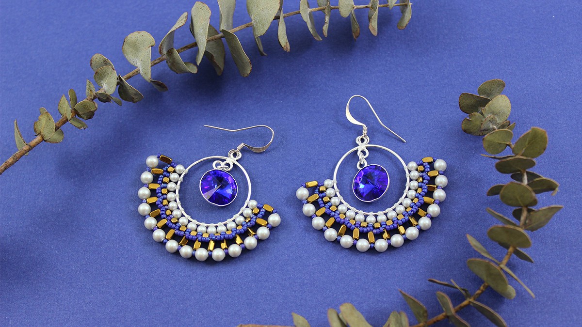 Creoles woven pearls pearl PureCrystal mini hematites