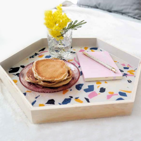 Schema Create your trendy terrazzo tray with Pébéo crystal paint and resin Schema Create your trendy terrazzo tray with Pébéo crystal paint and resin