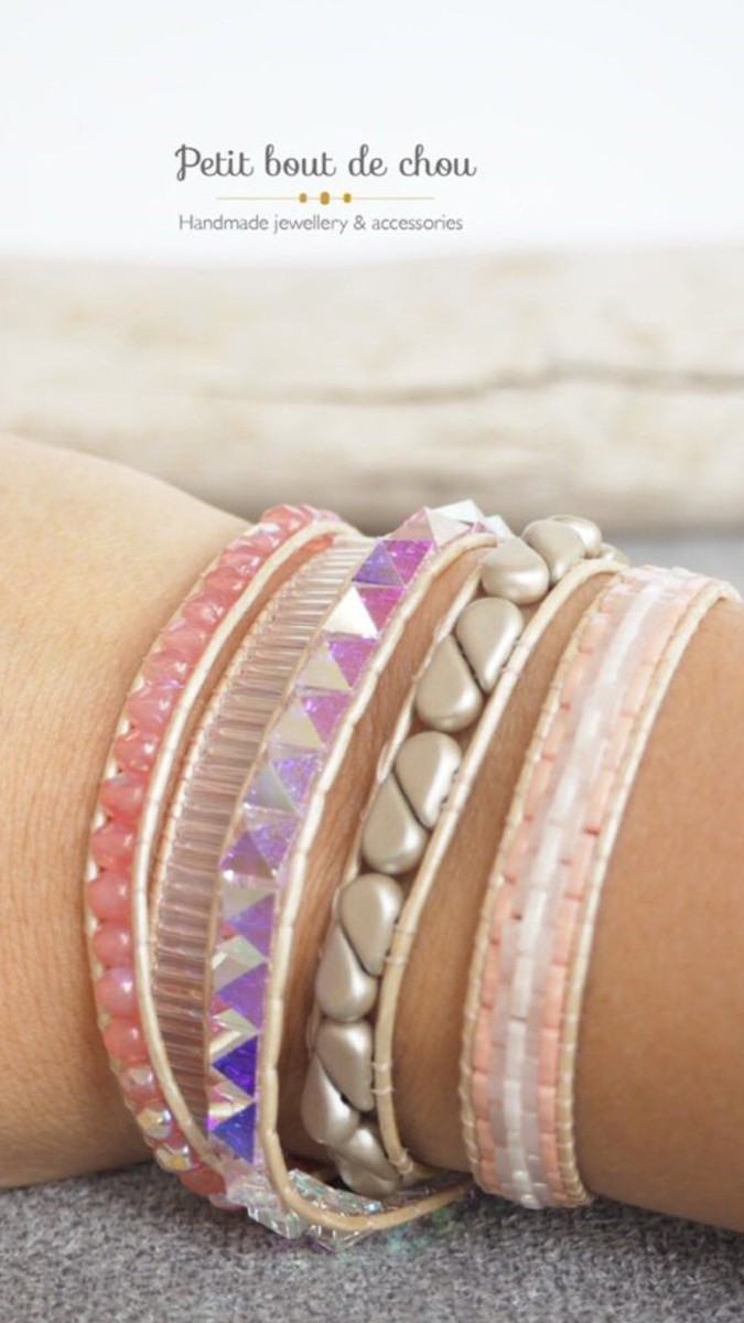 Schema  Trendy wrap bracelet with Miyuki Quarter Tila, PureCrystal spike beads and Amos® by Puca®