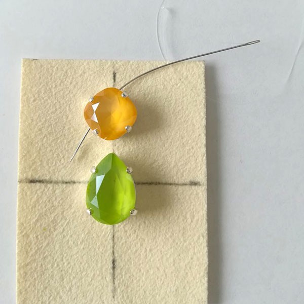 cabochon earrings PureCrystal majestic blue, buttercup and lime : Step 6