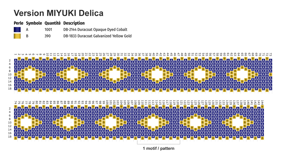 Schema  DIY peyote weaving bangle bracelet with Miyuki Delicas beads