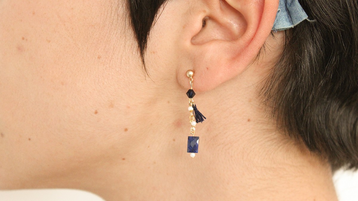 Schema  Lapis Lazuli pendant earrings and PureCrystal pearls