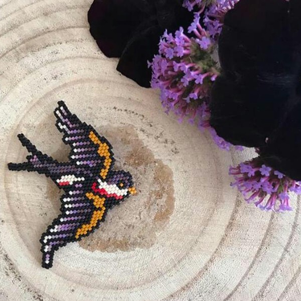 Schema DIY weaving brick stitch pattern swallow beaded Miyuki Delicas Schema DIY weaving brick stitch pattern swallow beaded Miyuki Delicas