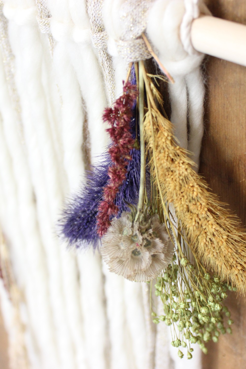 Schema  Tuto weaving wall with big wool and dried flowers