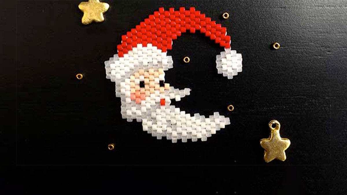 Schema  DIY weaving brick stitch Santa Claus in glass beads Miyuki Delicas