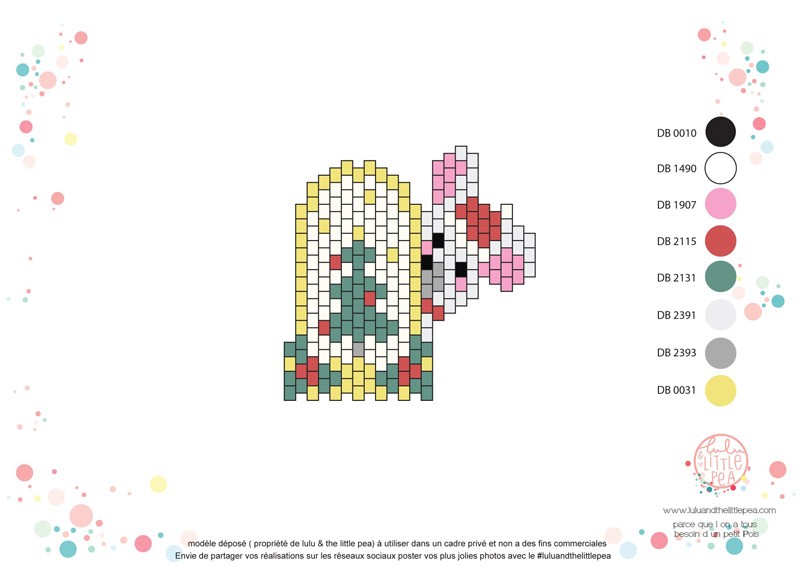 Schema  Weaving peyote Christmas mouse pattern in Miyuki Delica