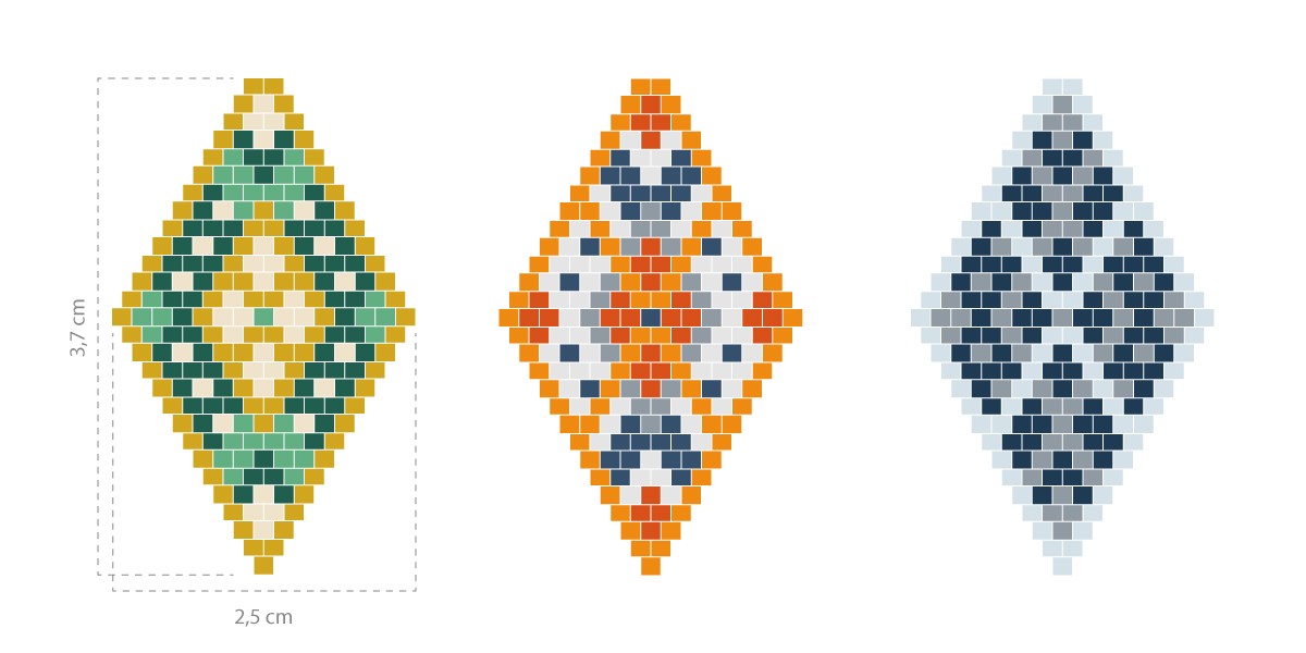 Schema  Blue and orange Miyuki pearl diamond woven earrings