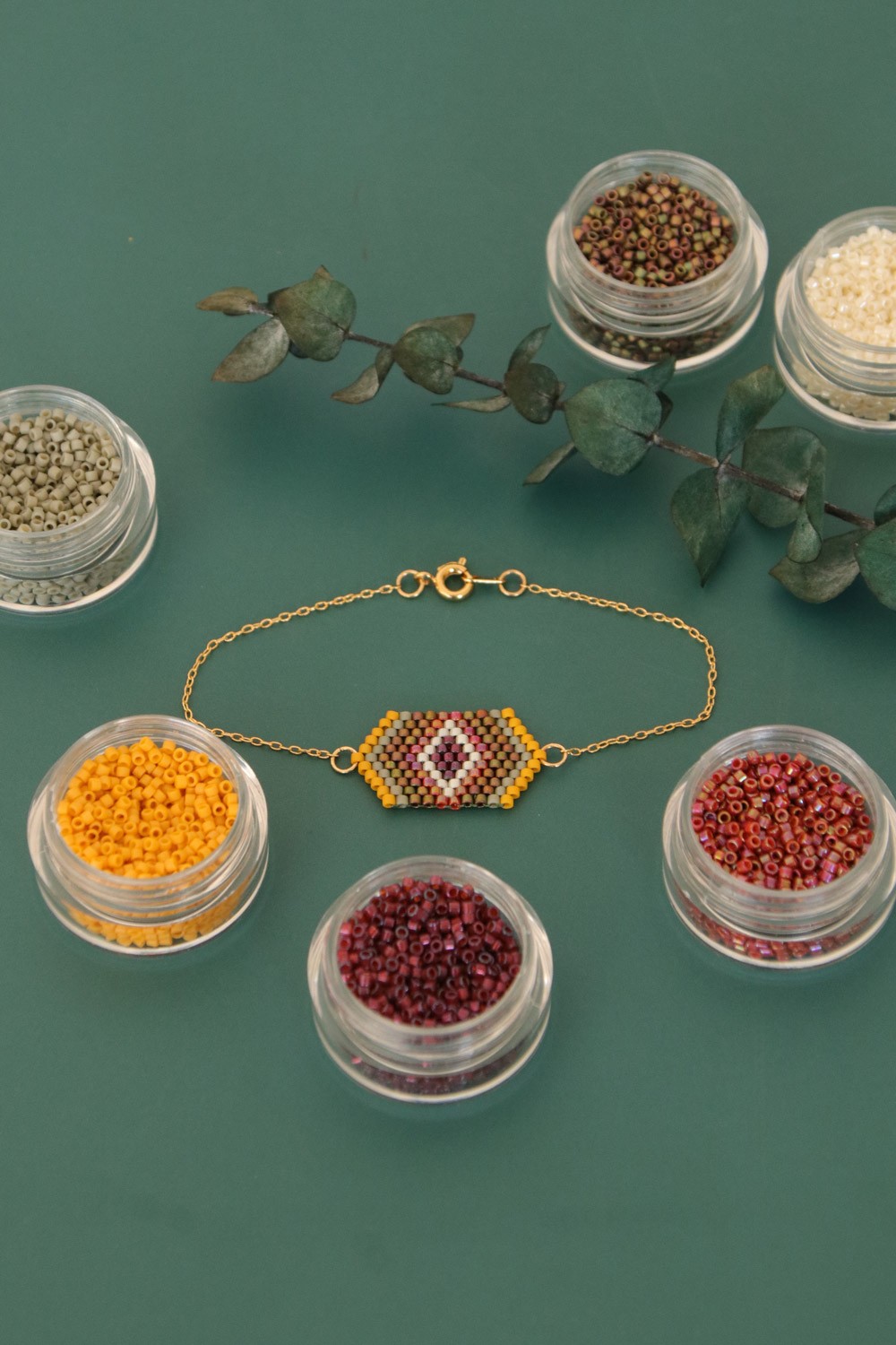 Schema  Bracelet Brick Stitch diamond gold burgundy