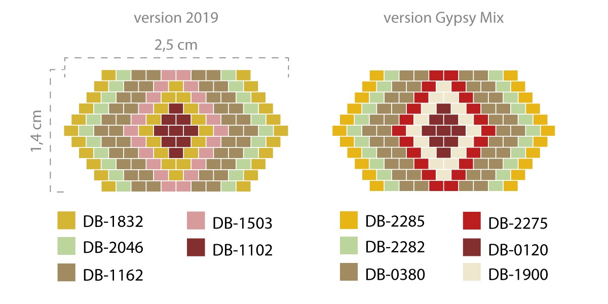 Schema  Bracelet Brick Stitch diamond gold burgundy