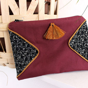 Tutoriel DIY couture facile pochette en tissu jacquard et coudre un passepoil